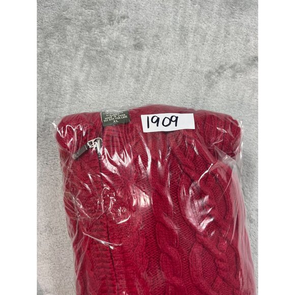 Eddie Bauer Mens XL Red Hooded Cable Knit Sweater Vest Golf Grandpa Zipp up Vest - Picture 14 of 14